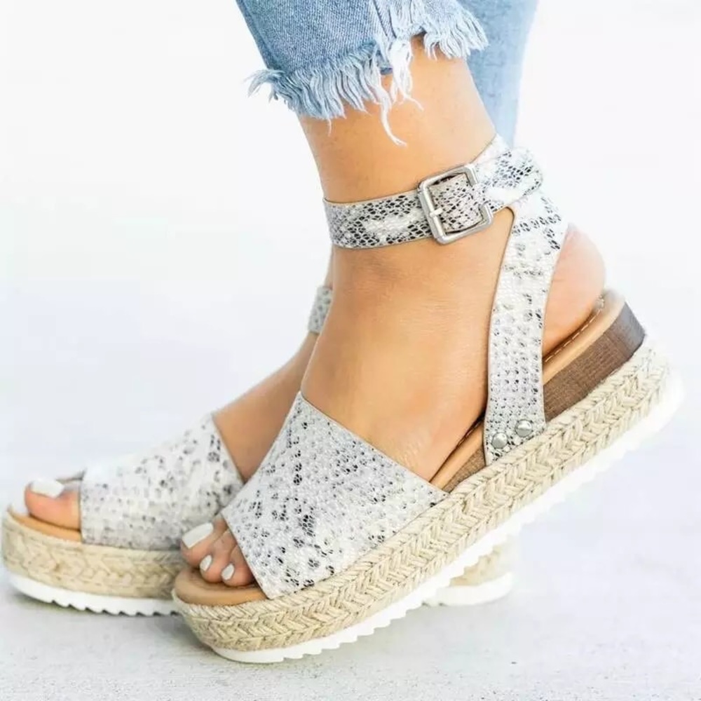 New Snake Print Platform Sandals